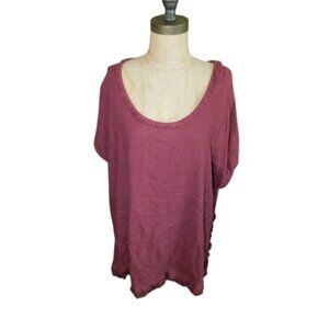 Umgee Size XL Scoop Linen blend Fray Style Tunic Top NWT $47